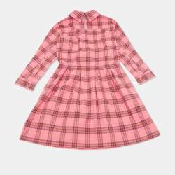 Pre Owned Burberry Children Pink Checks Cotton Dress 10Yrs