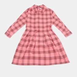Pre Owned Burberry Children Pink Checks Cotton Dress 10Yrs