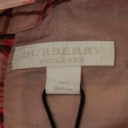 Pre Owned Burberry Pink Checks Cotton Ruffled Back Top 14Yrs 
