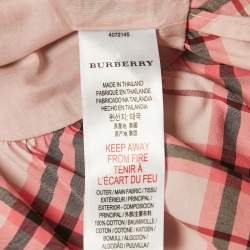 Pre Owned Burberry Pink Checks Cotton Ruffled Back Top 14Yrs 