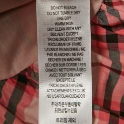 Pre Owned Burberry Pink Checks Cotton Ruffled Back Top 14Yrs 