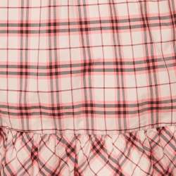 Pre Owned Burberry Pink Checks Cotton Ruffled Back Top 14Yrs 