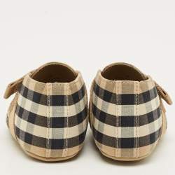 Pre Owned Burberry Beige Vintage Check Canvas Charlton Boots Size 15