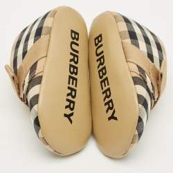 Pre Owned Burberry Beige Vintage Check Canvas Charlton Boots Size 15