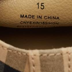 Pre Owned Burberry Beige Vintage Check Canvas Charlton Boots Size 15