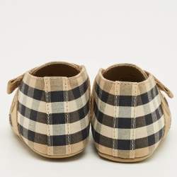 Pre Owned Burberry Beige Vintage Check Canvas Charlton Boots Size 15