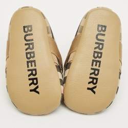 Pre Owned Burberry Beige Vintage Check Canvas Charlton Boots Size 15