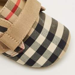 Pre Owned Burberry Beige Vintage Check Canvas Charlton Boots Size 15
