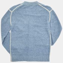 Pre Owned Burberry Kids Blue Rib Knit Buttoned Cardigan 8Yrs