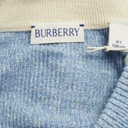 Pre Owned Burberry Kids Blue Rib Knit Buttoned Cardigan 8Yrs