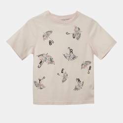Pre Owned Burberry Kids Pink Umbrella Print Jersey T-Shirt 8Yrs
