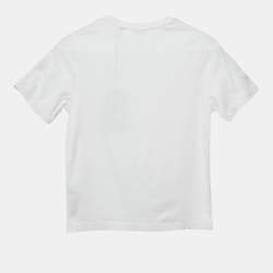 Pre Owned Burberry Kids White Checks Patch Print Jersey T-Shirt 8Yrs