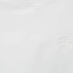 Pre Owned Burberry Kids White Checks Patch Print Jersey T-Shirt 8Yrs