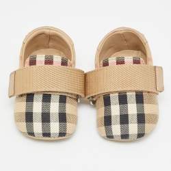 Pre Owned Burberry Size 15 Beige Vintage Check Canvas Slip On Sneakers