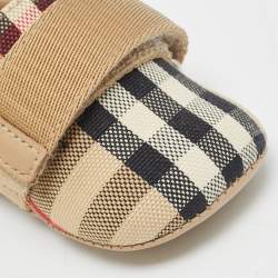 Pre Owned Burberry Size 15 Beige Vintage Check Canvas Slip On Sneakers