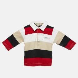 Burberry Kids Multicolor Striped Cotton Polo T-Shirt 6M