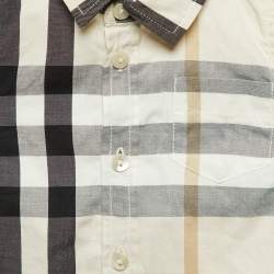 Burberry Kids Cream Nova Check Cotton Unisex Shirt Bodysuit 3M 