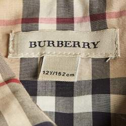 Pre Owned Burberry Kids Beige Tartan Check Cotton Button Front Shirt 12 Yrs
