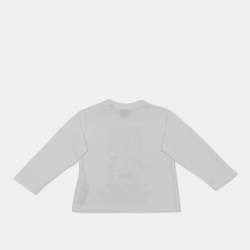 Pre Owned Burberry Kids Logo Print White Cotton Long Sleeve T-Shirt 18 M