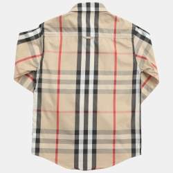 Burberry Beige Check Cotton Button Front Shirt Shirt 10Y