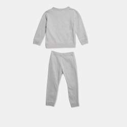 Pre Owned Burberry Children Grey Logo Embroidered Cotton Knit Sweatshirt and Sweatpants Set 8 Yrs