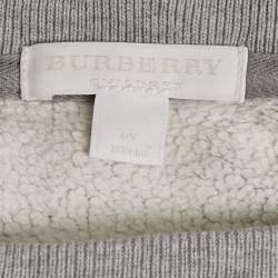 Pre Owned Burberry Children Grey Logo Embroidered Cotton Knit Sweatshirt and Sweatpants Set 8 Yrs