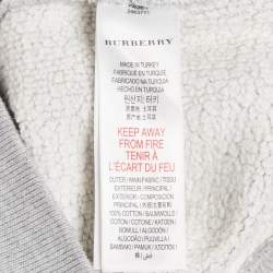 Pre Owned Burberry Children Grey Logo Embroidered Cotton Knit Sweatshirt and Sweatpants Set 8 Yrs