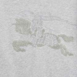 Pre Owned Burberry Children Grey Logo Embroidered Cotton Knit Sweatshirt and Sweatpants Set 8 Yrs