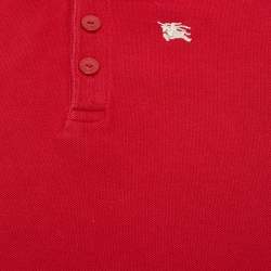 Pre Owned Burberry Kids Red Pique Cotton Polo T-Shirt 6M