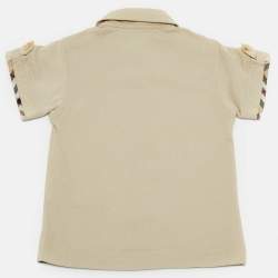 Pre Owned Burberry Kids Beige Cotton Jersey Polo T-Shirt 12M