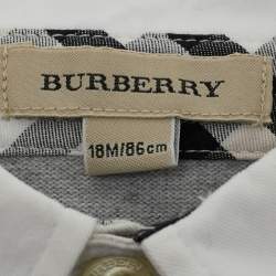 Pre Owned Burberry Kids Beige/Blue Striped Jersey Long Sleeve Polo T-Shirt 18M
