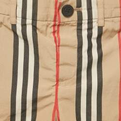 Pre Owned Burberry Kids Brown Striped Cotton Talbot Hoody Shorts 18M