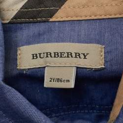 Pre Owned Burberry Kids Blue Chambray Shirt 2 Yrs