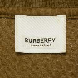 Pre Owned Burberry Olive Green Logo Print Cotton Crew Neck T-Shirt 14 Yrs