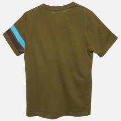 Pre Owned Burberry Olive Green Logo Print Cotton Crew Neck T-Shirt 14 Yrs