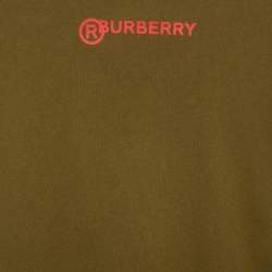 Pre Owned Burberry Olive Green Logo Print Cotton Crew Neck T-Shirt 14 Yrs