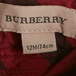 Pre Owned Burberry Children Red/White Cotton 3 Piece Set 6M/12M