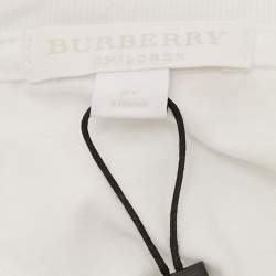 Pre Owned Burberry Children White Logo Embroidered Jersey T-Shirt 5 Yrs