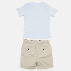 Pre Owned Burberry Children Blue/Beige Cotton 3 Piece Set 12M