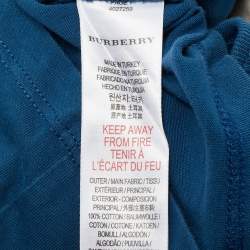 Pre Owned Burberry Blue/Beige Cotton 2 Piece Shorts and T-shirt Set 2 Yrs