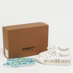Pre Owned Burberry White Canvas Larkhall Sneakers Size 27