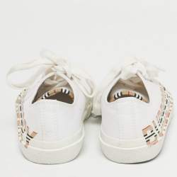 Pre Owned Burberry White Canvas Larkhall Sneakers Size 27