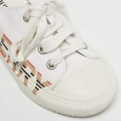 Pre Owned Burberry White Canvas Larkhall Sneakers Size 27
