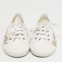 Pre Owned Burberry White Canvas Larkhall Sneakers Size 27
