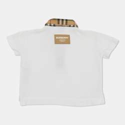 Pre Owned Burberry Kids White Checks Cotton Polo T-Shirt 6M