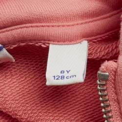 Pre Owned Burberry Kids Pink Logo Embroidered Cotton Zip-Up Jacket 8Yrs