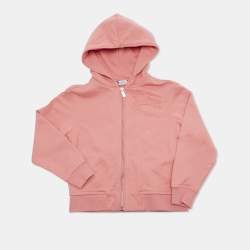 Pre Owned Burberry Kids Pink Logo Embroidered Cotton Zip-Up Jacket 8Yrs