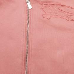 Pre Owned Burberry Kids Pink Logo Embroidered Cotton Zip-Up Jacket 8Yrs