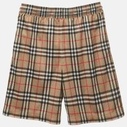 Pre Owned Burberry Brown Checks Mesh Jersey Shorts 14Yrs