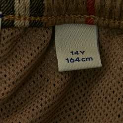 Pre Owned Burberry Brown Checks Mesh Jersey Shorts 14Yrs
